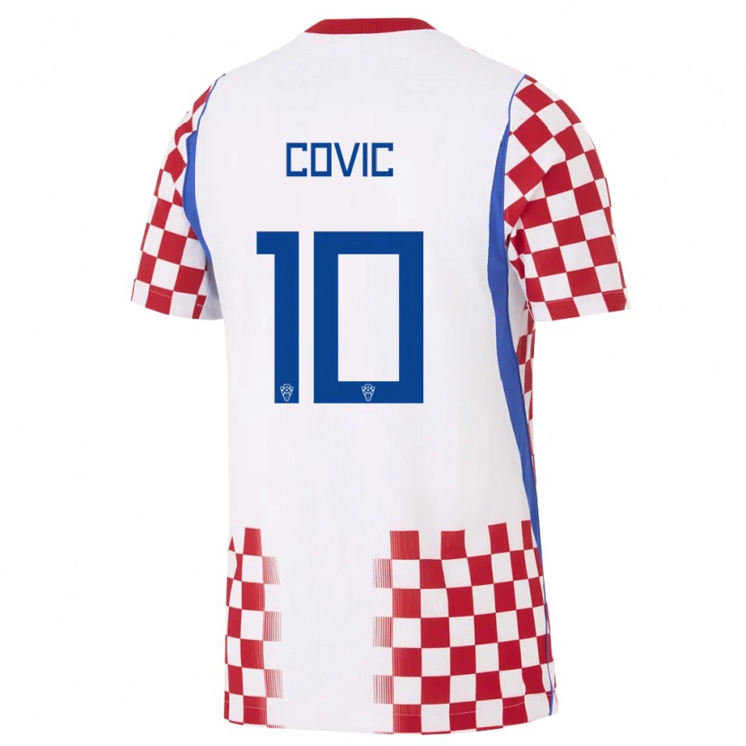 Danxen Mujer Camiseta Croacia Patrice Covic #10 Blanco Rojo Azul 1ª Equipación 26-28 La Camisa México