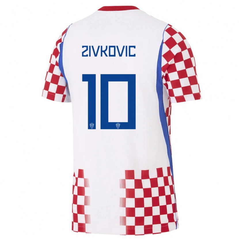 Danxen Mujer Camiseta Croacia Filip Zivkovic #10 Blanco Rojo Azul 1ª Equipación 26-28 La Camisa México
