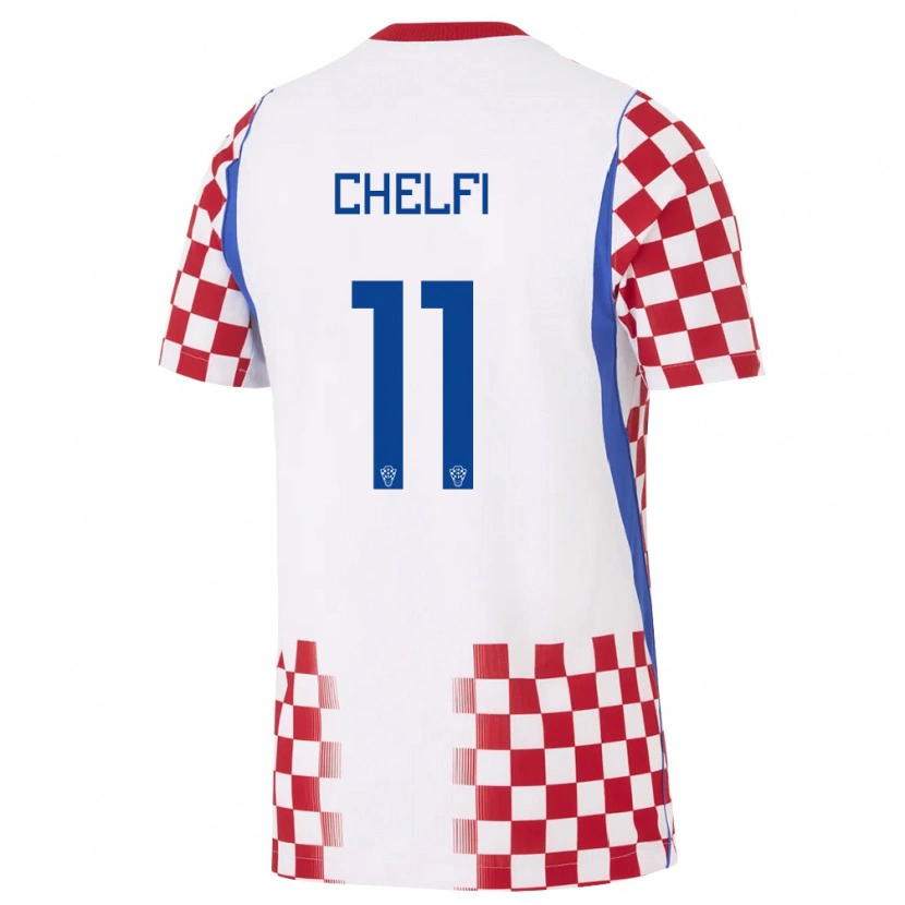 Danxen Mujer Camiseta Croacia Lovro Chelfi #11 Blanco Rojo Azul 1ª Equipación 26-28 La Camisa México