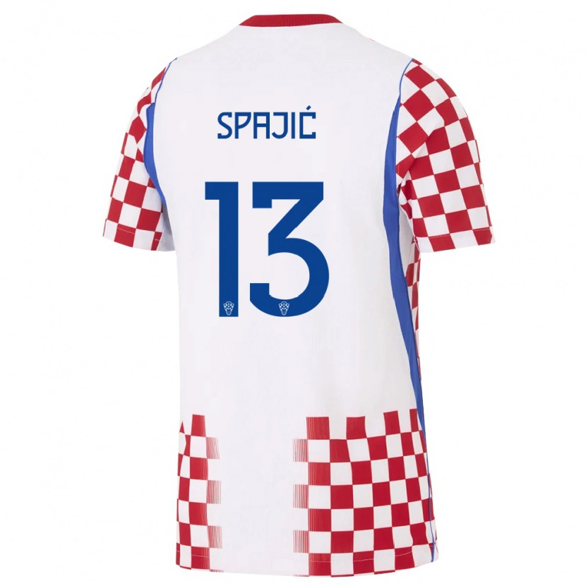 Danxen Mujer Camiseta Croacia Helena Spajic #13 Blanco Rojo Azul 1ª Equipación 26-28 La Camisa México