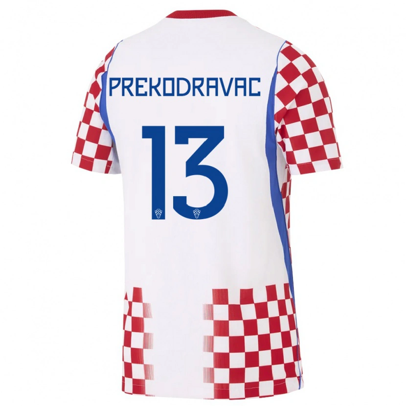 Danxen Mujer Camiseta Croacia Marin Prekodravac #13 Blanco Rojo Azul 1ª Equipación 26-28 La Camisa México