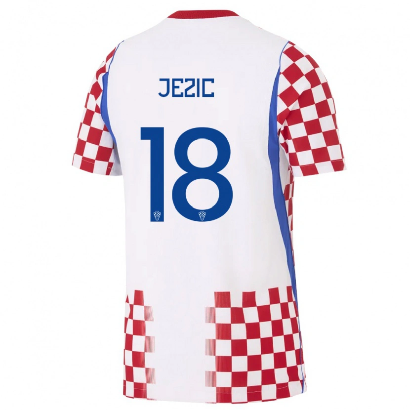 Danxen Mujer Camiseta Croacia Jona Jezic #18 Blanco Rojo Azul 1ª Equipación 26-28 La Camisa México
