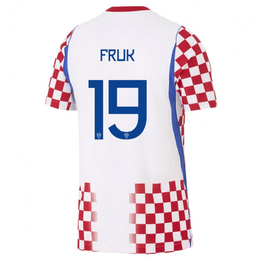 Danxen Mujer Camiseta Croacia Toni Fruk #19 Blanco Rojo Azul 1ª Equipación 26-28 La Camisa México