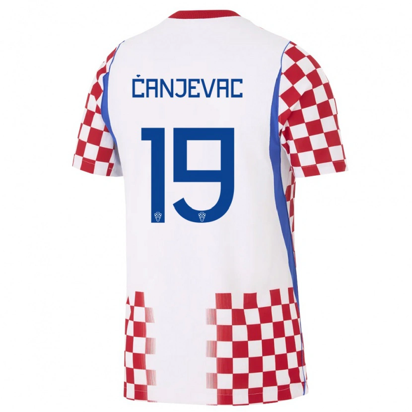 Danxen Mujer Camiseta Croacia Janja Canjevac #19 Blanco Rojo Azul 1ª Equipación 26-28 La Camisa México