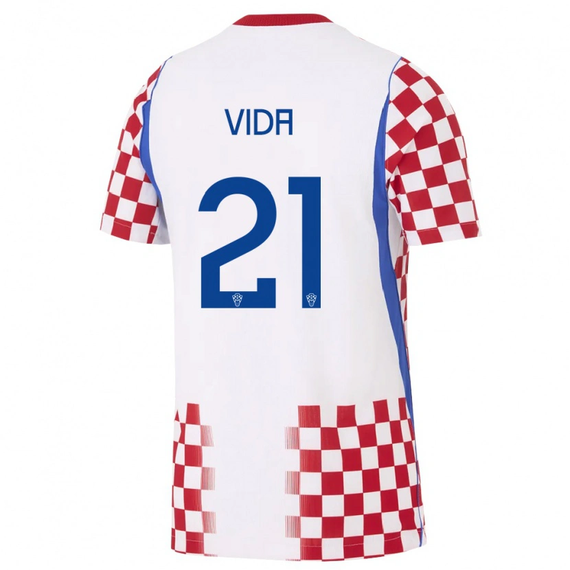 Danxen Mujer Camiseta Croacia Domagoj Vida #21 Blanco Rojo Azul 1ª Equipación 26-28 La Camisa México
