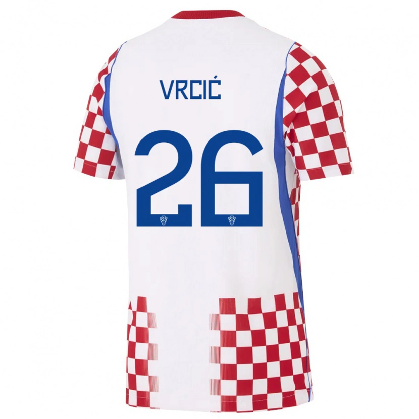 Danxen Mujer Camiseta Croacia Jere Vrcic #26 Blanco Rojo Azul 1ª Equipación 26-28 La Camisa México