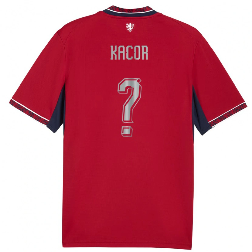 Danxen Mujer Camiseta Chequia Pavel Kacor #0 Rojo Blanco Marino 1ª Equipación 26-28 La Camisa México