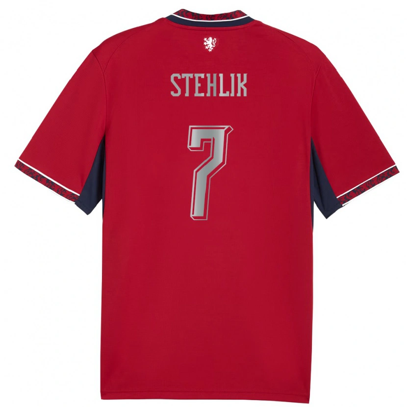 Danxen Mujer Camiseta Chequia Nikolas Stehlik #7 Rojo Blanco Marino 1ª Equipación 26-28 La Camisa México