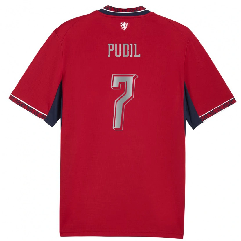 Danxen Mujer Camiseta Chequia Adam Pudil #7 Rojo Blanco Marino 1ª Equipación 26-28 La Camisa México