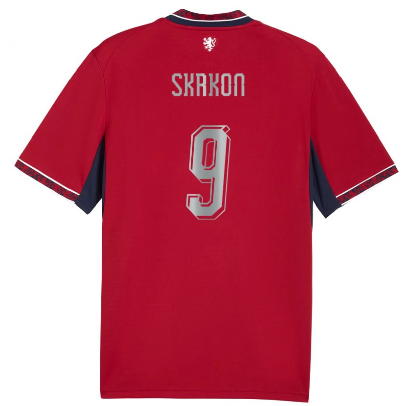 Danxen Mujer Camiseta Chequia Vit Skrkon #9 Rojo Blanco Marino 1ª Equipación 26-28 La Camisa México