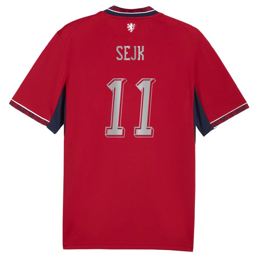 Danxen Mujer Camiseta Chequia Vaclav Sejk #11 Rojo Blanco Marino 1ª Equipación 26-28 La Camisa México