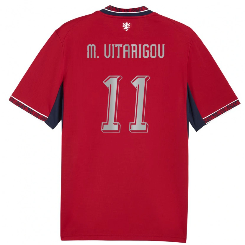 Danxen Mujer Camiseta Chequia Mikael Vitarigov #11 Rojo Blanco Marino 1ª Equipación 26-28 La Camisa México