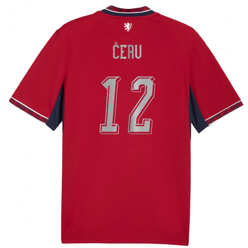 Danxen Mujer Camiseta Chequia Lukas Cerv #12 Rojo Blanco Marino 1ª Equipación 26-28 La Camisa México