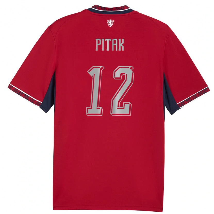 Danxen Mujer Camiseta Chequia Elias Pitak #12 Rojo Blanco Marino 1ª Equipación 26-28 La Camisa México