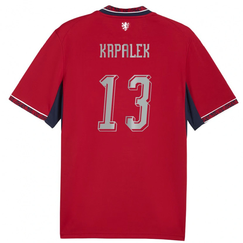 Danxen Mujer Camiseta Chequia Dennis Krpalek #13 Rojo Blanco Marino 1ª Equipación 26-28 La Camisa México