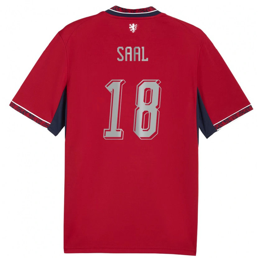 Danxen Mujer Camiseta Chequia Lukas Saal #18 Rojo Blanco Marino 1ª Equipación 26-28 La Camisa México