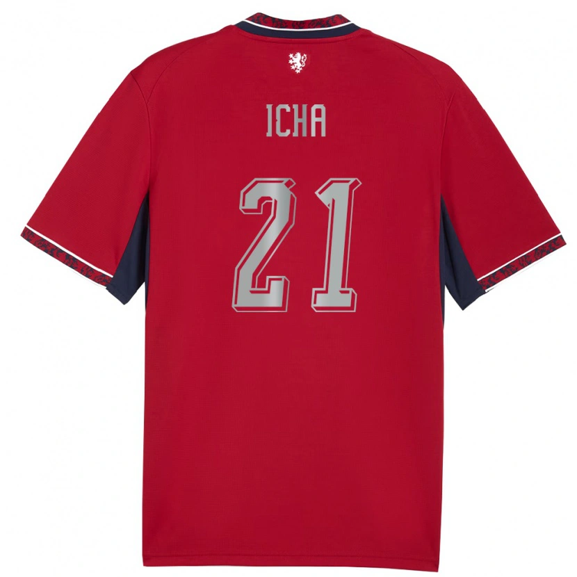 Danxen Mujer Camiseta Chequia Marek Icha #21 Rojo Blanco Marino 1ª Equipación 26-28 La Camisa México