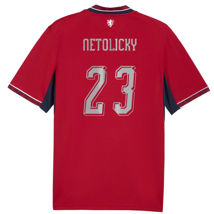 Danxen Mujer Camiseta Chequia Lukas Netolicky #23 Rojo Blanco Marino 1ª Equipación 26-28 La Camisa México
