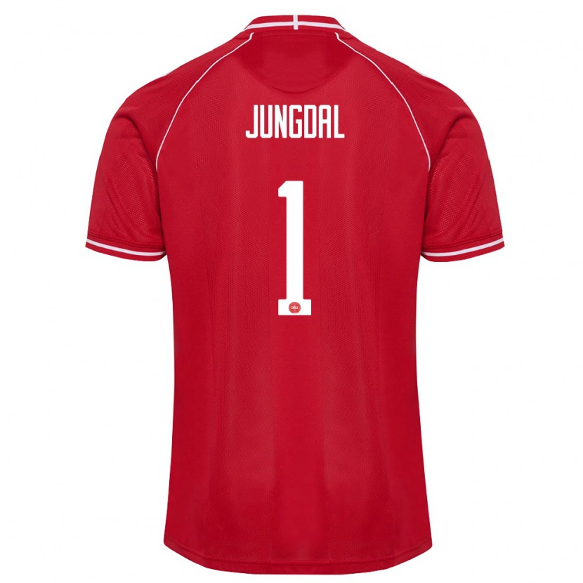 Danxen Mujer Camiseta Dinamarca Andreas Jungdal #1 Rojo Blanco 1ª Equipación 26-28 La Camisa México