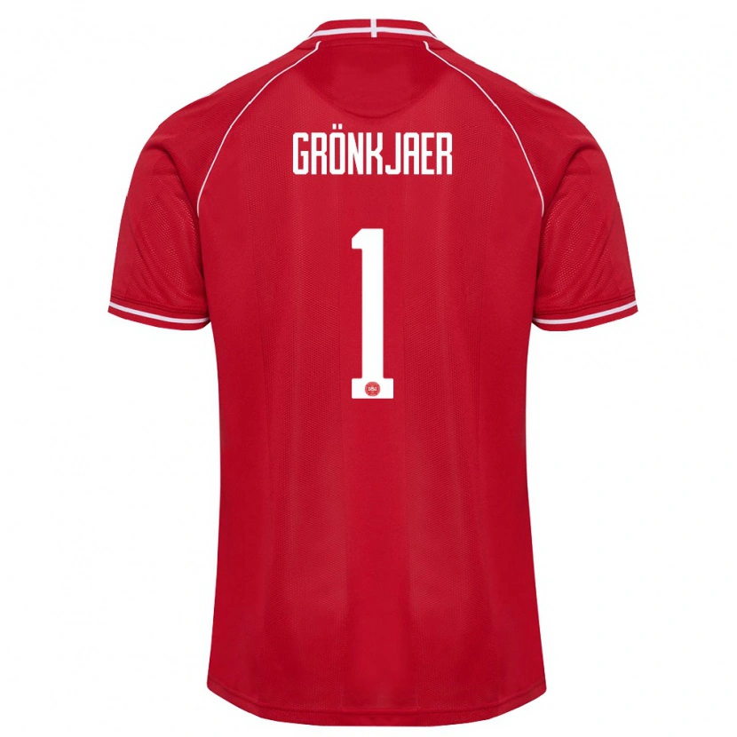 Danxen Mujer Camiseta Dinamarca Bertil Grönkjaer #1 Rojo Blanco 1ª Equipación 26-28 La Camisa México
