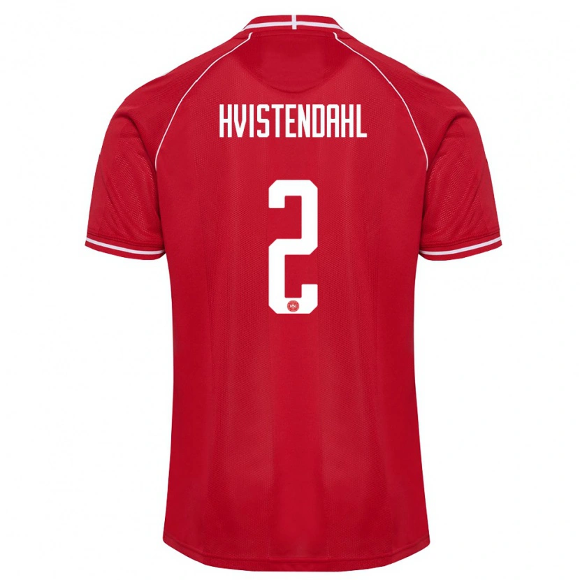 Danxen Mujer Camiseta Dinamarca Johan Hvistendahl #2 Rojo Blanco 1ª Equipación 26-28 La Camisa México