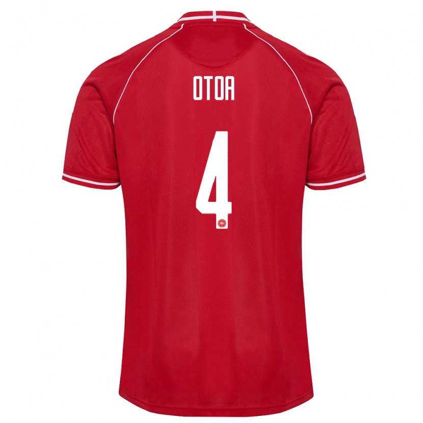 Danxen Mujer Camiseta Dinamarca Sebastian Otoa #4 Rojo Blanco 1ª Equipación 26-28 La Camisa México