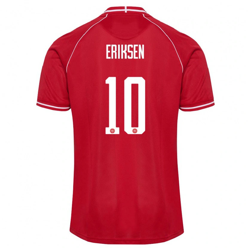 Danxen Mujer Camiseta Dinamarca Christian Eriksen #10 Rojo Blanco 1ª Equipación 26-28 La Camisa México