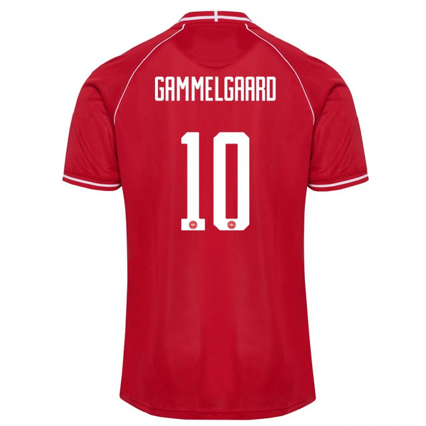 Danxen Mujer Camiseta Dinamarca Nicolas Gammelgaard #10 Rojo Blanco 1ª Equipación 26-28 La Camisa México