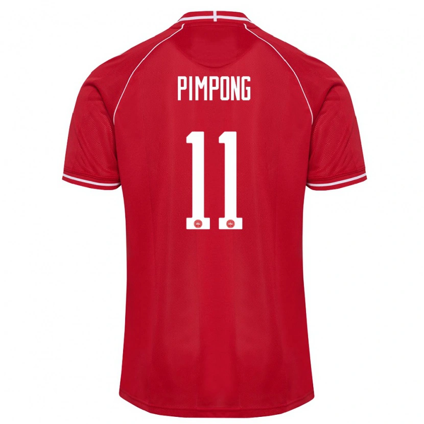 Danxen Mujer Camiseta Dinamarca Malik Pimpong #11 Rojo Blanco 1ª Equipación 26-28 La Camisa México