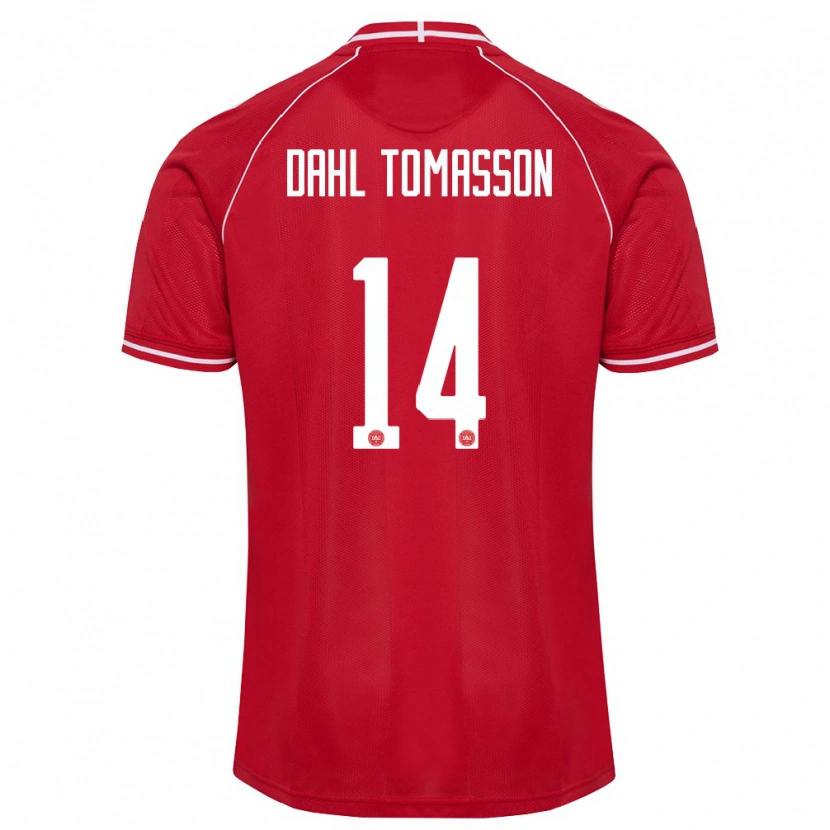 Danxen Mujer Camiseta Dinamarca Luca Dahl Tomasson #14 Rojo Blanco 1ª Equipación 26-28 La Camisa México