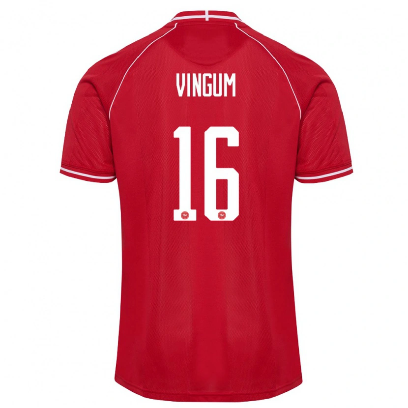 Danxen Mujer Camiseta Dinamarca Alberte Vingum #16 Rojo Blanco 1ª Equipación 26-28 La Camisa México