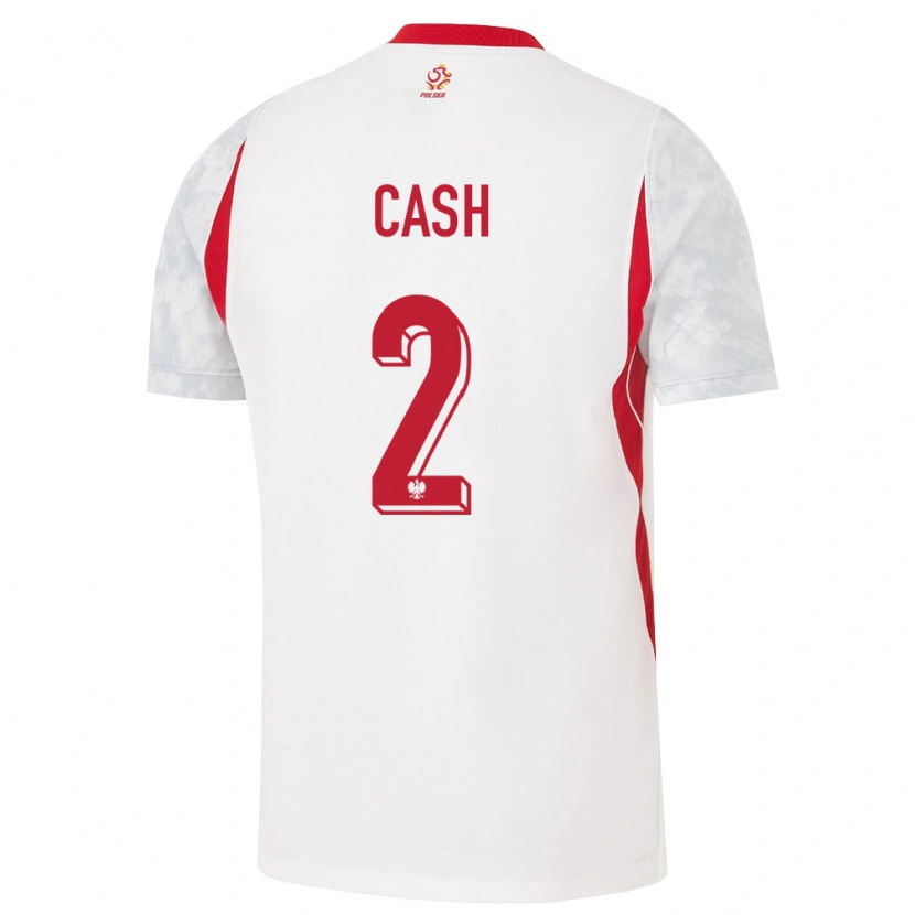 Danxen Mujer Camiseta Polonia Matty Cash #2 Blanco Rojo Gris 1ª Equipación 26-28 La Camisa México