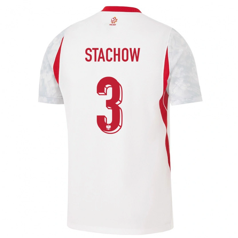 Danxen Mujer Camiseta Polonia Patrick Stachow #3 Blanco Rojo Gris 1ª Equipación 26-28 La Camisa México