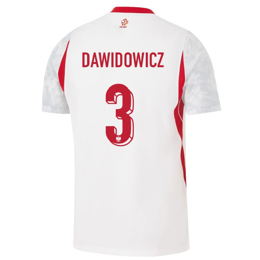 Danxen Mujer Camiseta Polonia Pawel Dawidowicz #3 Blanco Rojo Gris 1ª Equipación 26-28 La Camisa México