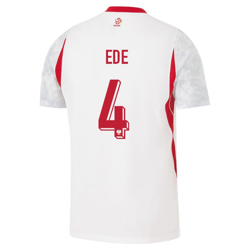 Danxen Mujer Camiseta Polonia Bright Ede #4 Blanco Rojo Gris 1ª Equipación 26-28 La Camisa México