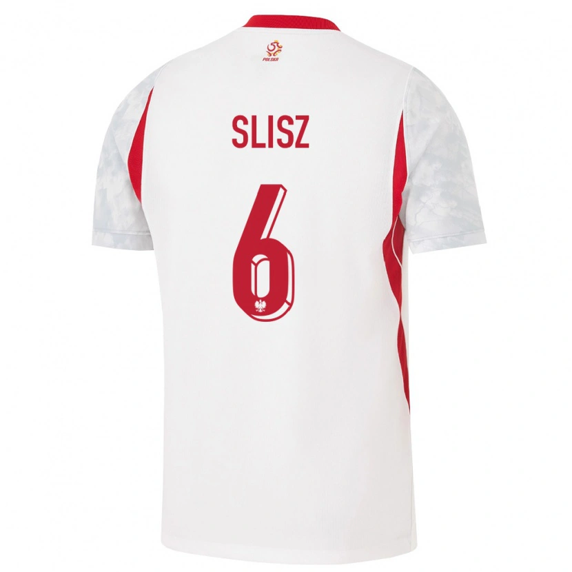 Danxen Mujer Camiseta Polonia Bartosz Slisz #6 Blanco Rojo Gris 1ª Equipación 26-28 La Camisa México