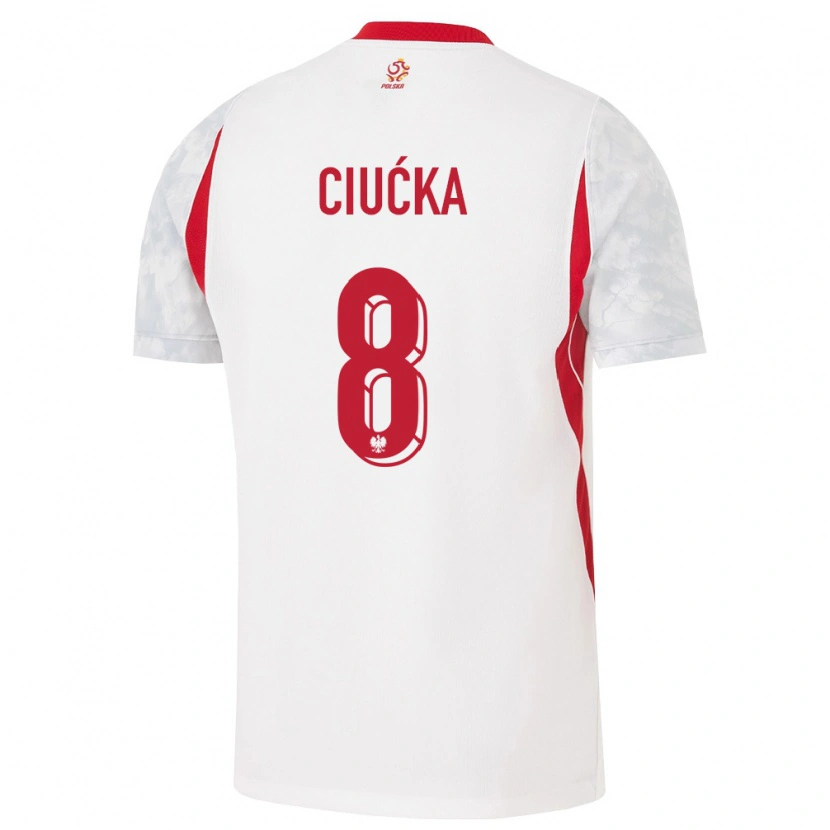 Danxen Mujer Camiseta Polonia Adam Ciućka #8 Blanco Rojo Gris 1ª Equipación 26-28 La Camisa México