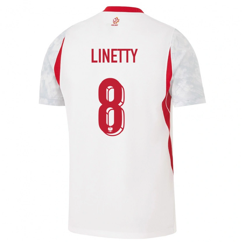 Danxen Mujer Camiseta Polonia Karol Linetty #8 Blanco Rojo Gris 1ª Equipación 26-28 La Camisa México