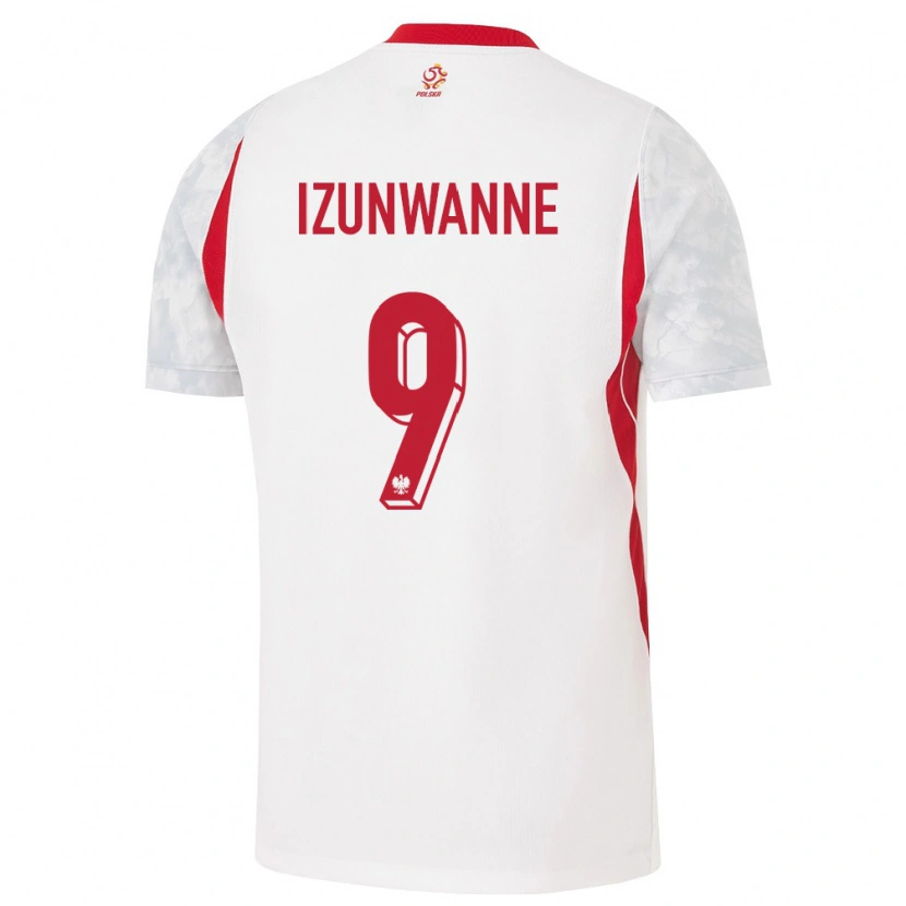 Danxen Mujer Camiseta Polonia Michael Izunwanne #9 Blanco Rojo Gris 1ª Equipación 26-28 La Camisa México