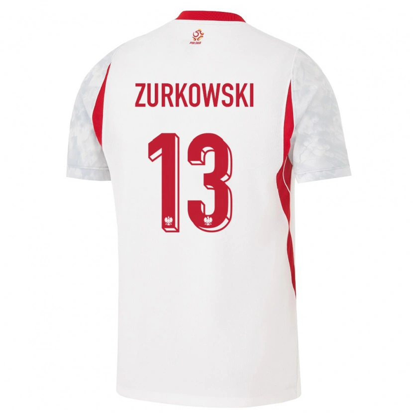 Danxen Mujer Camiseta Polonia Szymon Zurkowski #13 Blanco Rojo Gris 1ª Equipación 26-28 La Camisa México