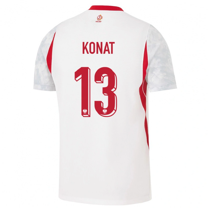 Danxen Mujer Camiseta Polonia Katarzyna Konat #13 Blanco Rojo Gris 1ª Equipación 26-28 La Camisa México