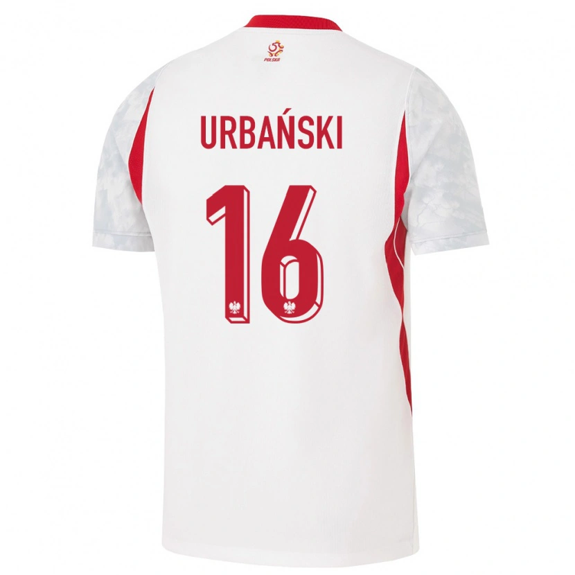 Danxen Mujer Camiseta Polonia Kacper Urbański #16 Blanco Rojo Gris 1ª Equipación 26-28 La Camisa México