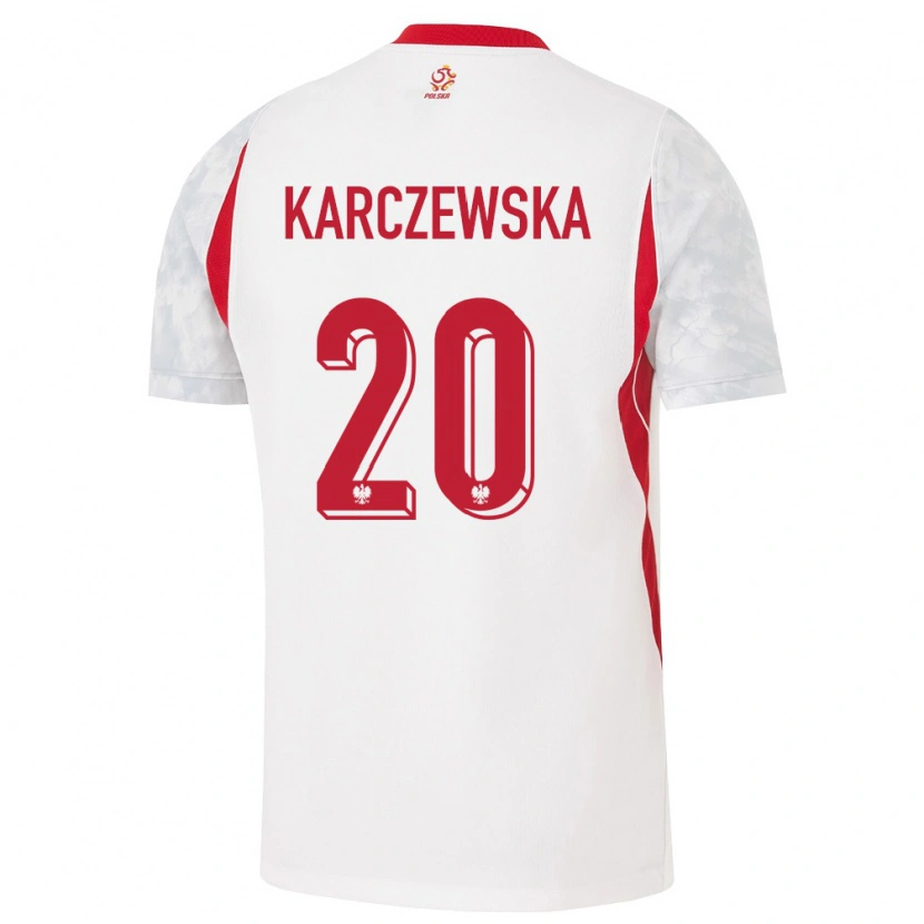 Danxen Mujer Camiseta Polonia Nikola Karczewska #20 Blanco Rojo Gris 1ª Equipación 26-28 La Camisa México