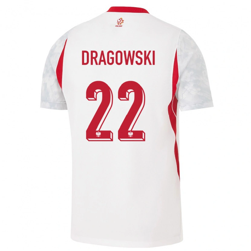 Danxen Mujer Camiseta Polonia Bartłomiej Drągowski #22 Blanco Rojo Gris 1ª Equipación 26-28 La Camisa México