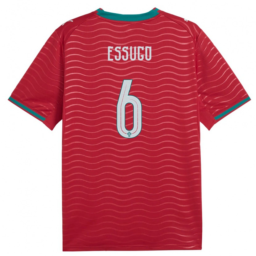Danxen Mujer Camiseta Portugal Dario Essugo #6 Rojo Verde Blanco 1ª Equipación 26-28 La Camisa México