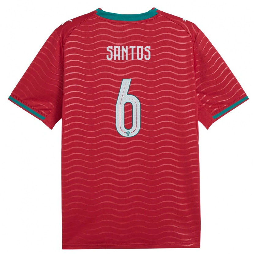 Danxen Mujer Camiseta Portugal Vasco Santos #6 Rojo Verde Blanco 1ª Equipación 26-28 La Camisa México