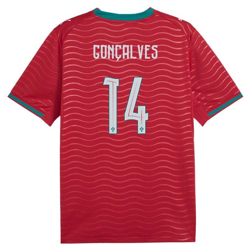Danxen Mujer Camiseta Portugal Gonçalo Gonçalves #14 Rojo Verde Blanco 1ª Equipación 26-28 La Camisa México