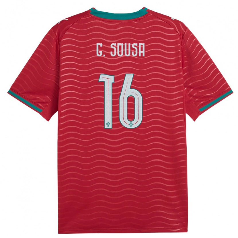 Danxen Mujer Camiseta Portugal Gonçalo Sousa #16 Rojo Verde Blanco 1ª Equipación 26-28 La Camisa México