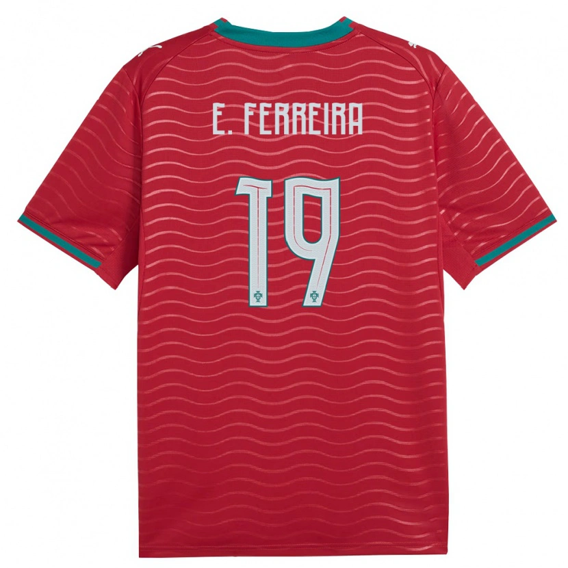 Danxen Mujer Camiseta Portugal Eduardo Ferreira #19 Rojo Verde Blanco 1ª Equipación 26-28 La Camisa México