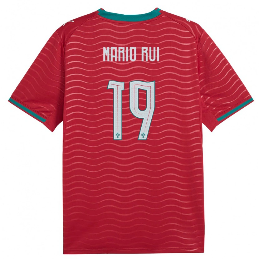 Danxen Mujer Camiseta Portugal Mario Rui #19 Rojo Verde Blanco 1ª Equipación 26-28 La Camisa México